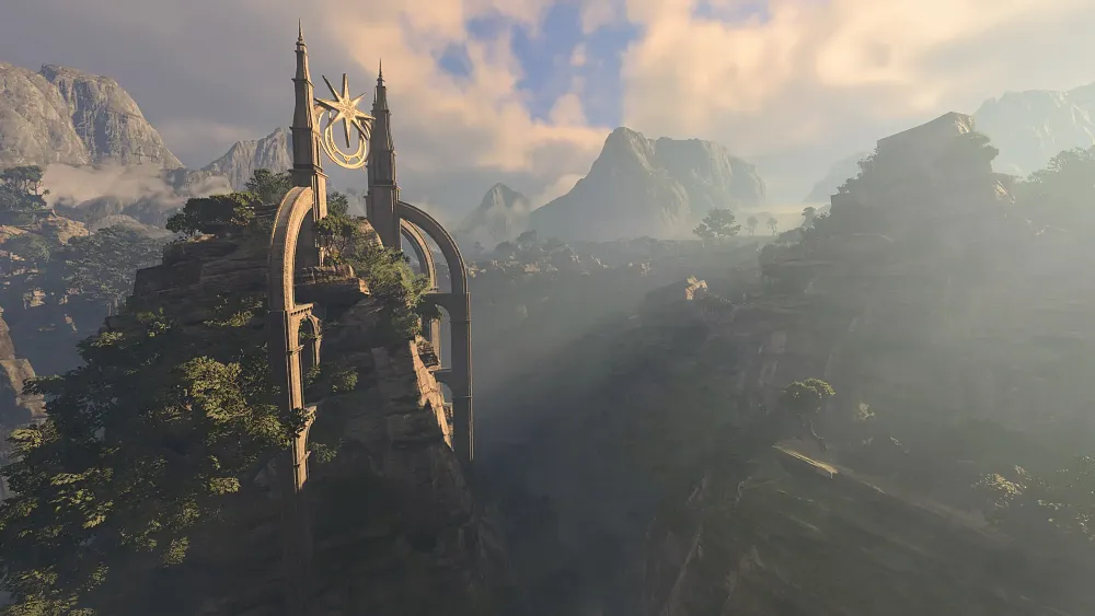 Screenshot of a building and landscape in Baldur's Gate 3.