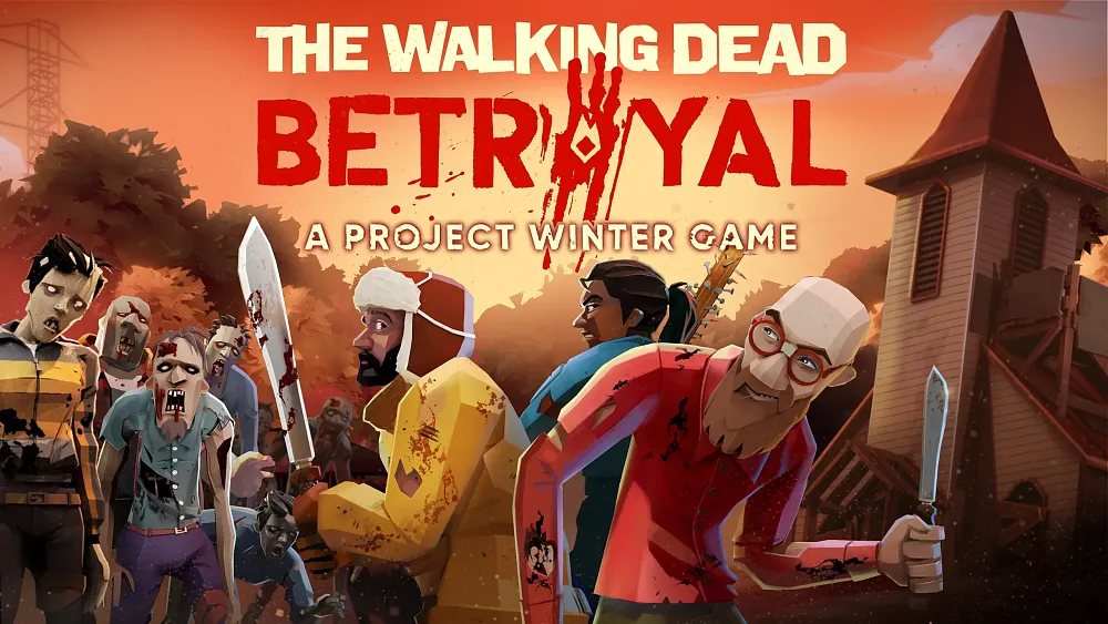 Key art for The Walking Dead: Betrayal showing the title and game characters.