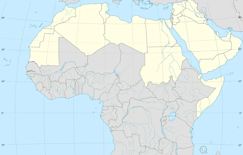 Map highlighting Arab nations.