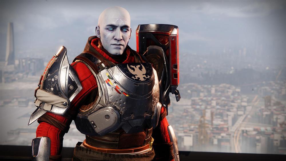 Image of an armored Titan from Destiny 2, the leader of the Vanguard, Commander Zavala.