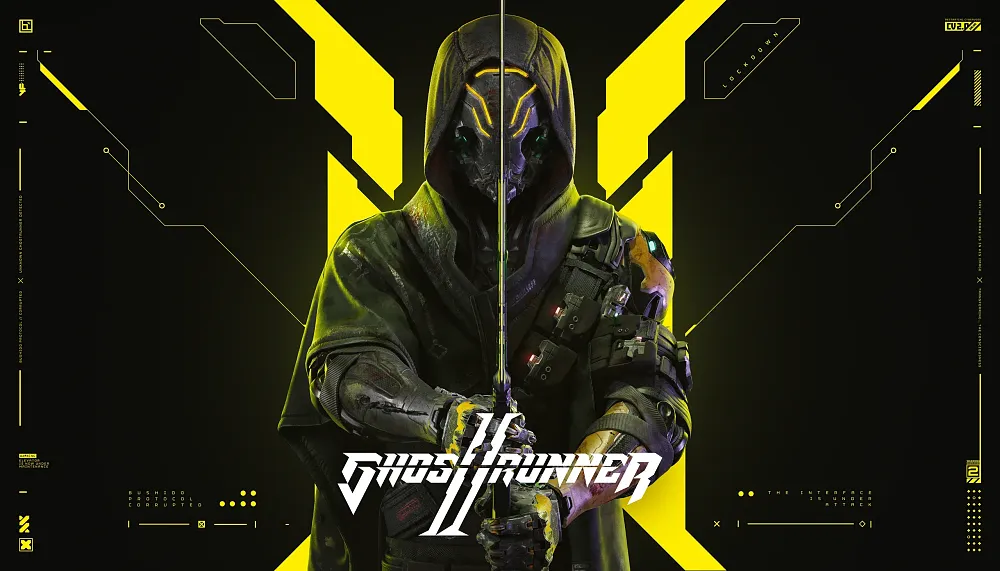 A masked person holding a sword. Text: Ghostrunner 2.