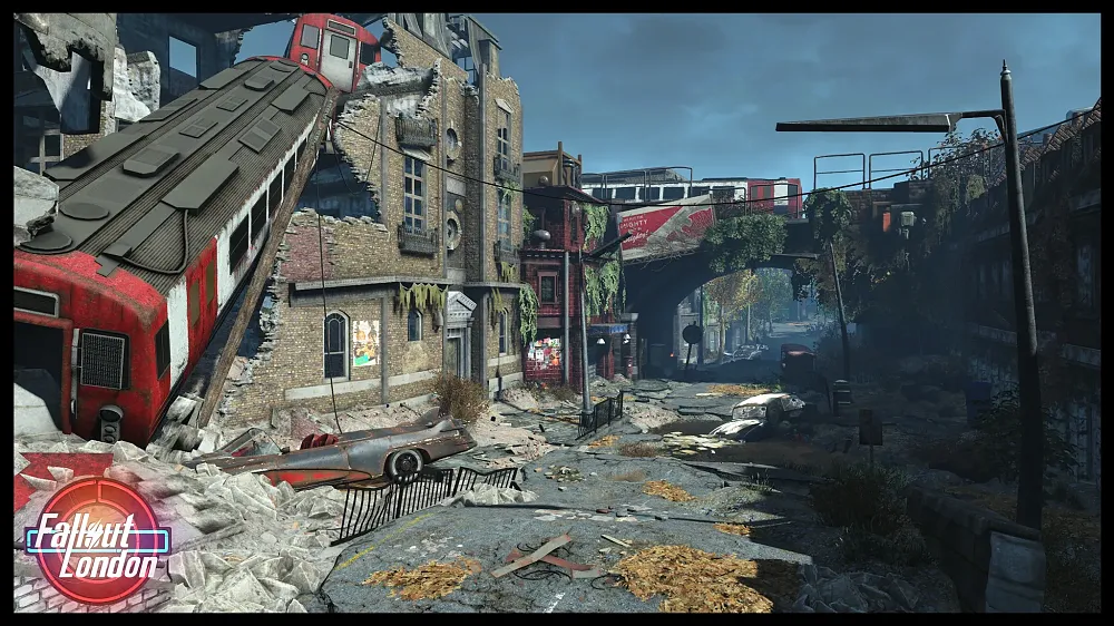 Image of a post-apocalyptic London from the Fallout London fan mod.