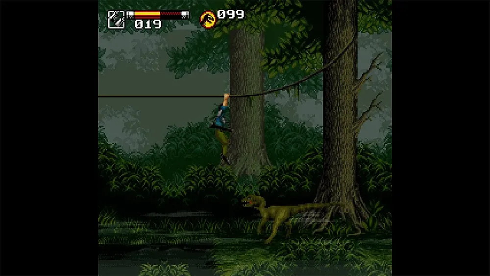 Screenshot from an old Jurassic Park game from the 8-bit and 16-bit days. This screenshot is from one of the 16-bit games.