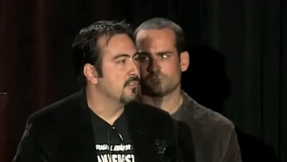 Classic moment from E3 2010 where one person is giving a death glare at another person that is speaking.