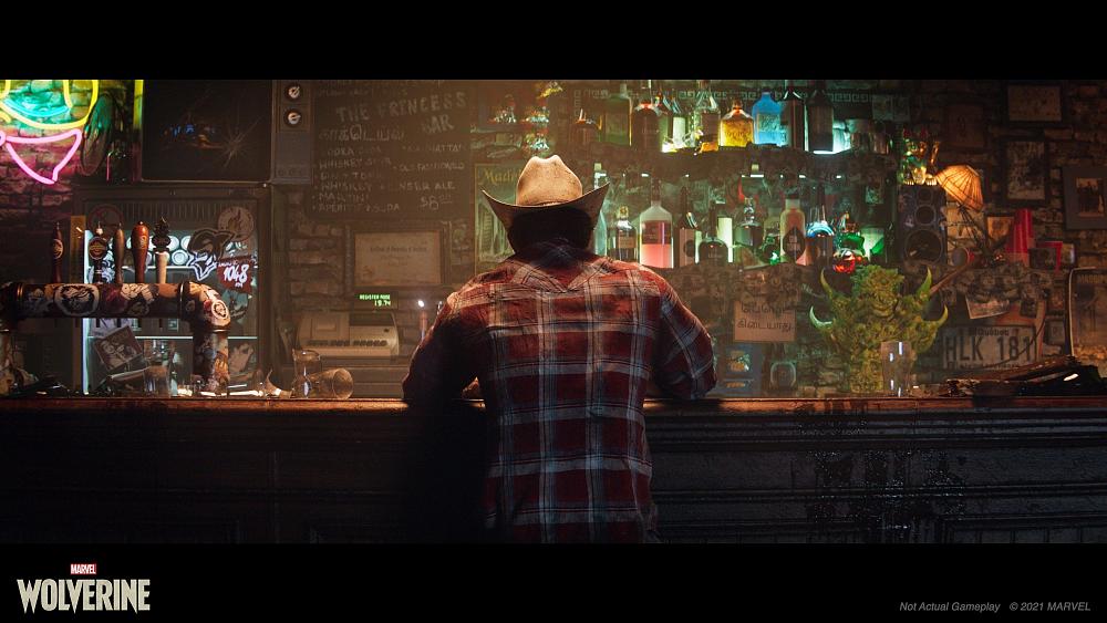A person sitting at a bar with their back to the camera.