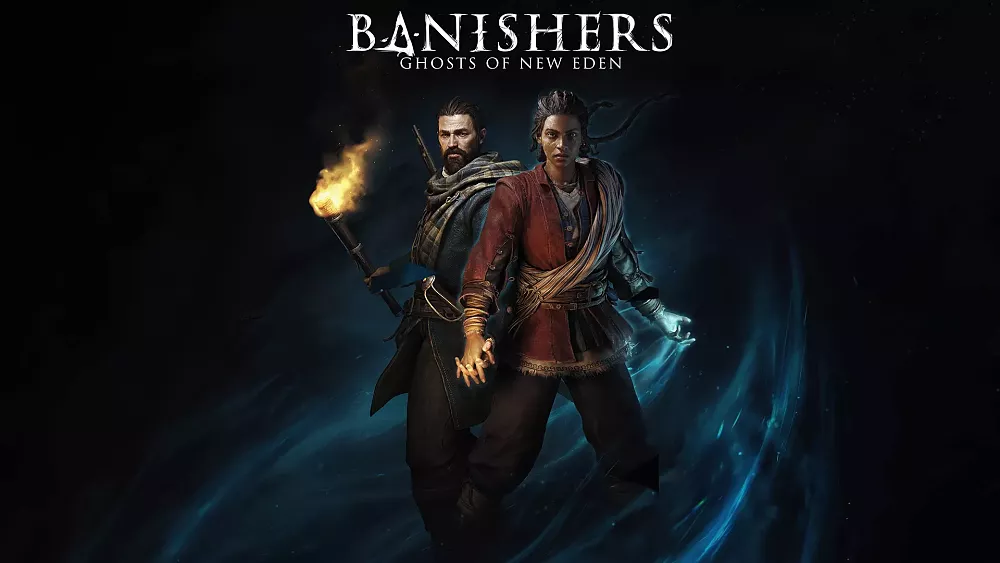 Key artwork for Banishers: Ghosts of New Eden showing the two main protagonists and the title.