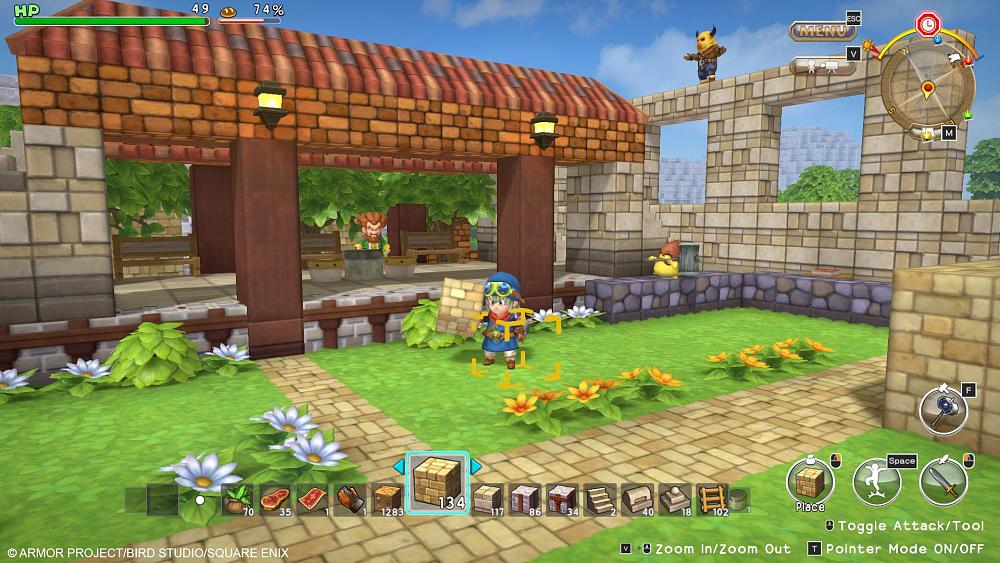 Screenshot showing a town in Dragon Quest Builders.