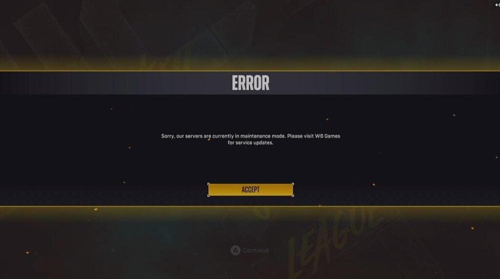 Server error for Suicide Squad after the servers were taken offline.