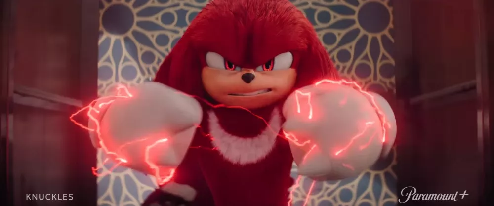 Still of Knuckles from the Sonic spin-off show.