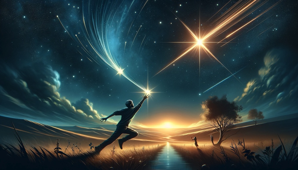 A person reaching for shooting stars