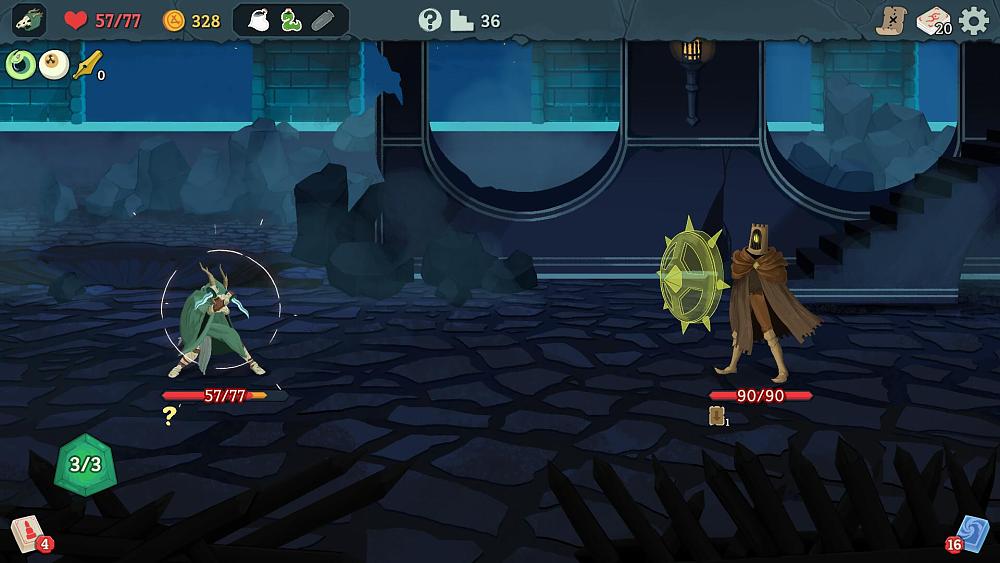 Screenshot showing two characters battling it out in Slay the Spire 2.