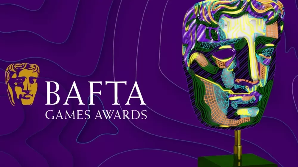 BAFTA Games Awards next to a stylized BAFTA mask design.