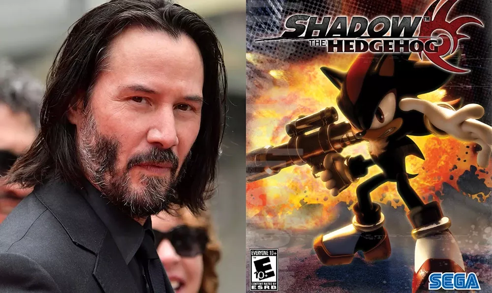Keanu Reeves next to an image of Shadow the Hedgehog.