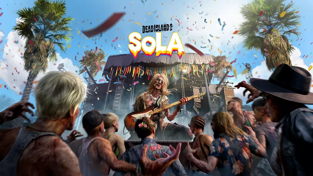 Dead Island 2 SoLA art showing zombies attending a concert being put on by zombies.